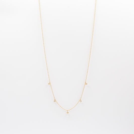 Diamond and Gold Ball Dangle Necklace